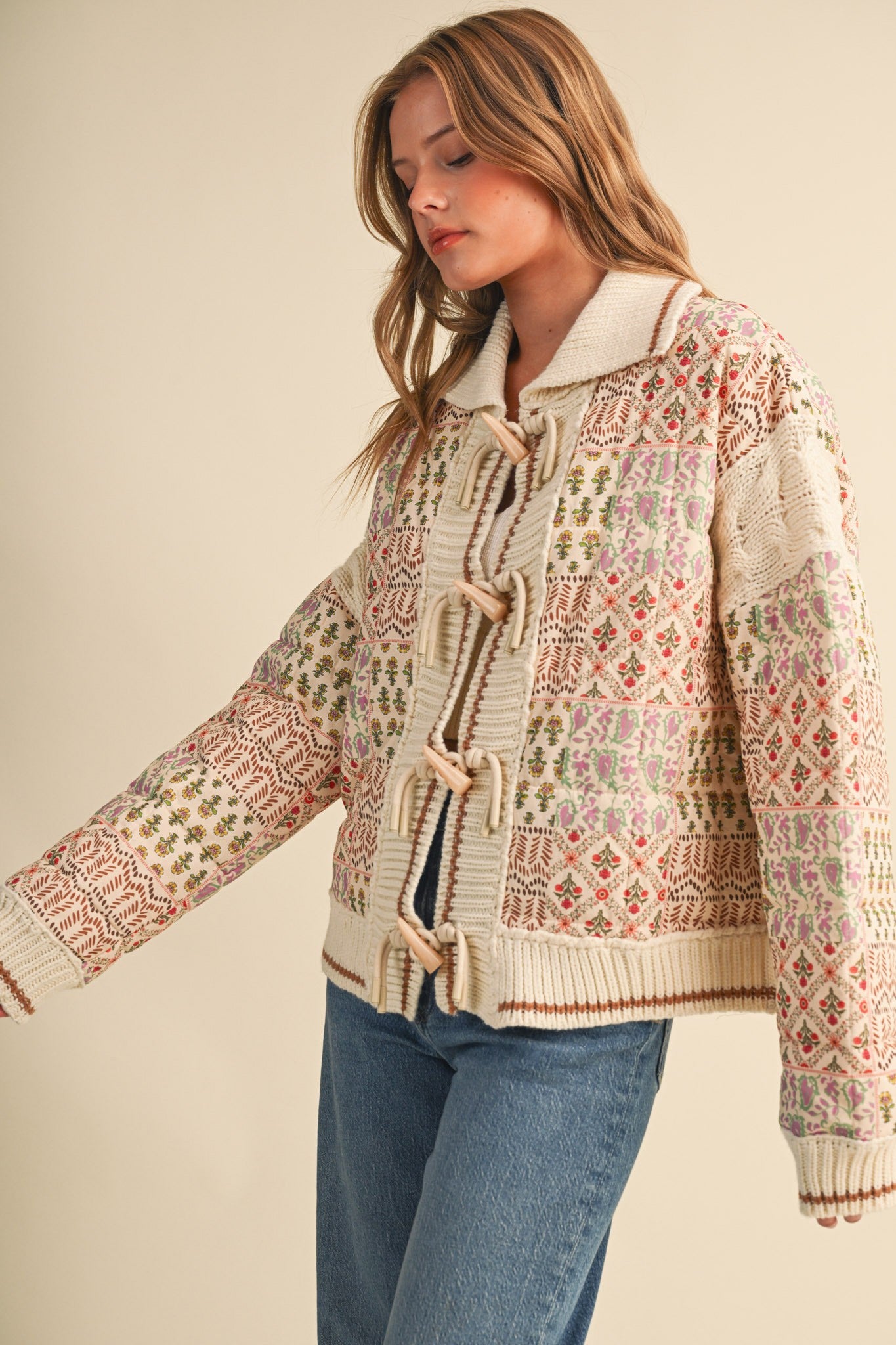 Tapestry House Floral Toggle Jacket in Warm Sand Floral - product photo 8