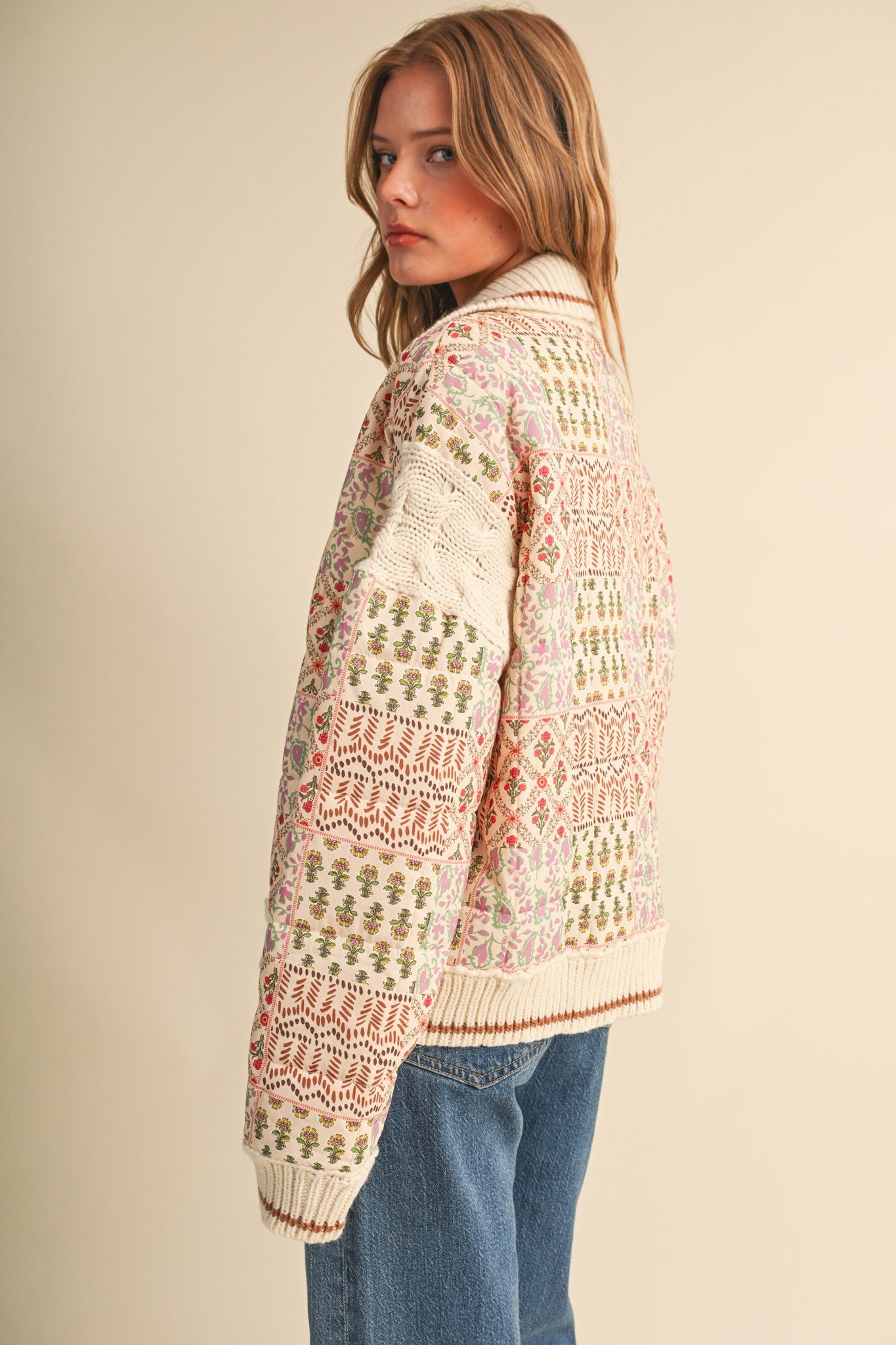 Tapestry House Floral Toggle Jacket in Warm Sand Floral - product photo 9