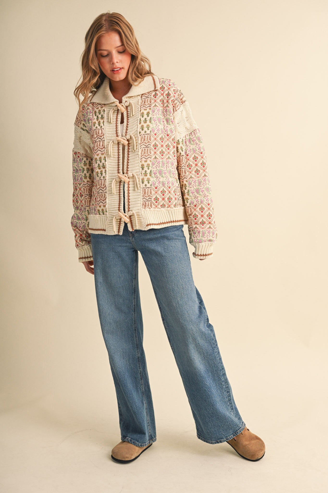Tapestry House Floral Toggle Jacket in Warm Sand Floral - product photo 11