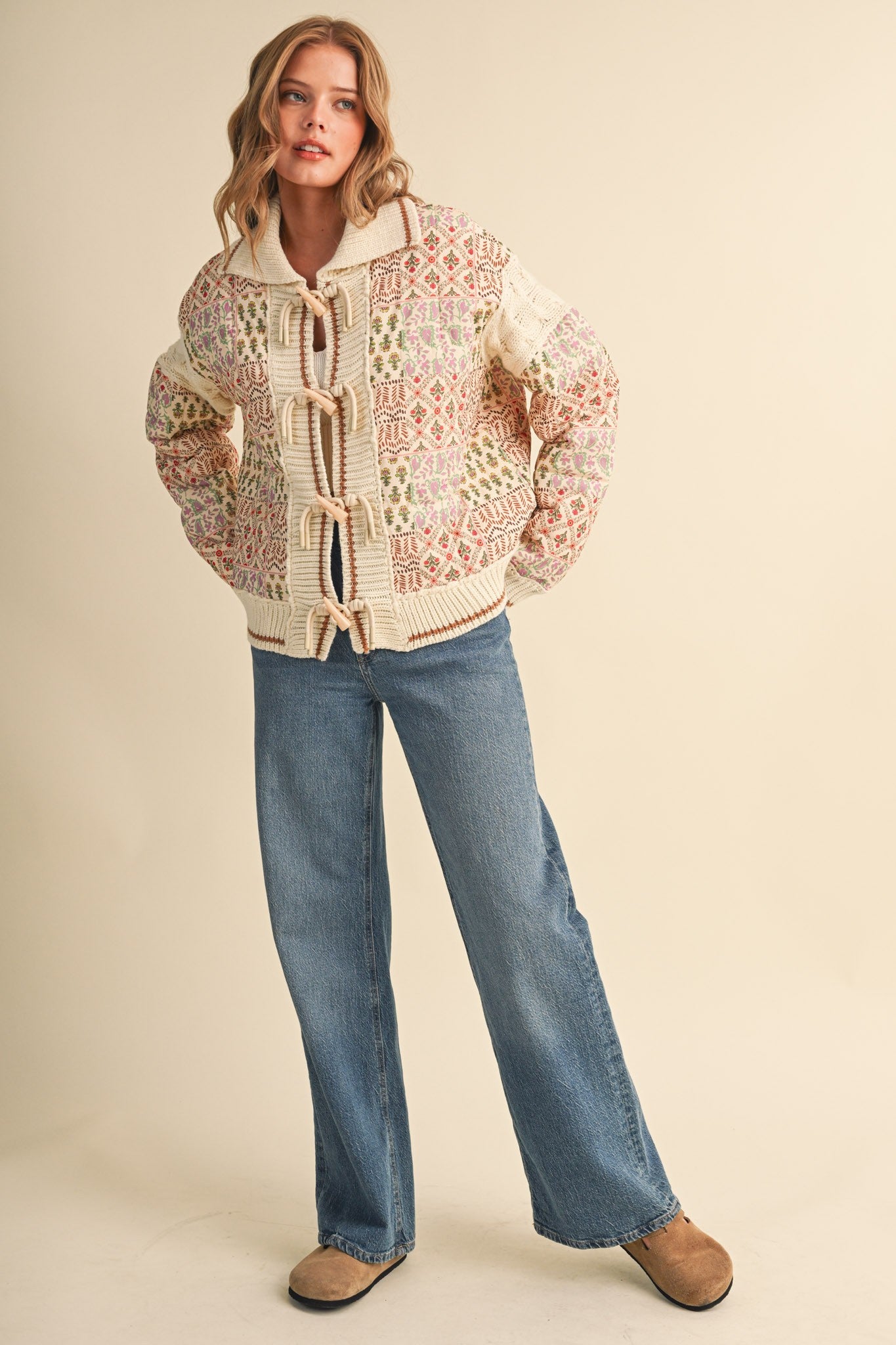 Tapestry House Floral Toggle Jacket in Warm Sand Floral - product photo 12
