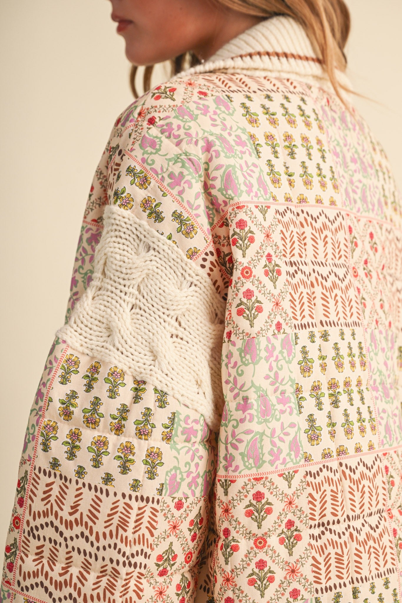 Tapestry House Floral Toggle Jacket in Warm Sand Floral - product photo 15