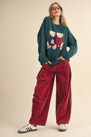 Teddy Companions Graphic Knit Sweater in Forest Green - product photo 11