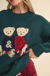 Teddy Companions Graphic Knit Sweater in Forest Green - product photo 13