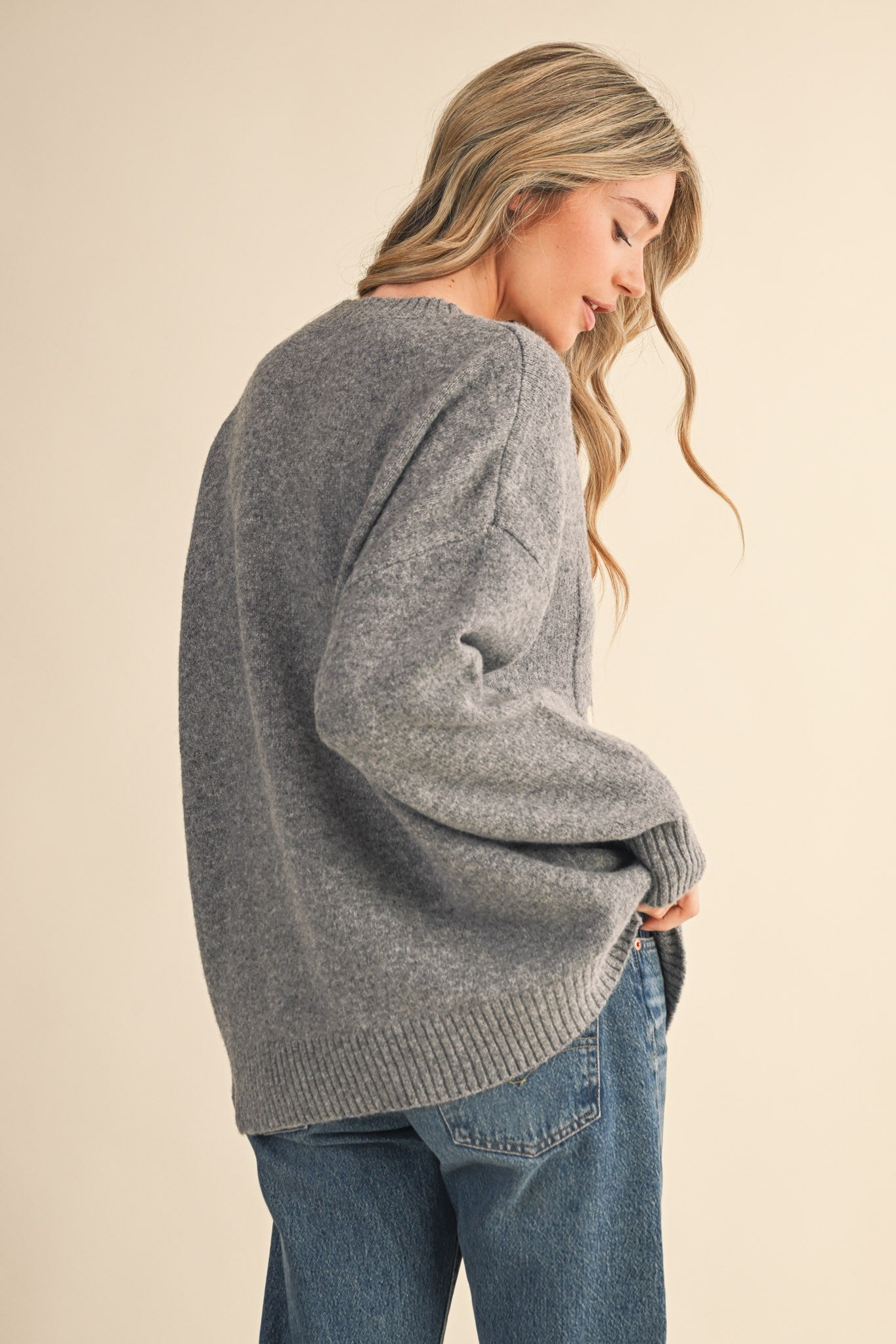 Teddy Companions Graphic Knit Sweater in Heather Grey - product photo 7