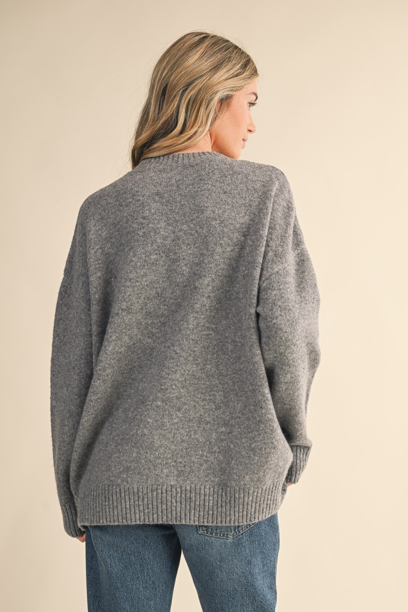 Teddy Companions Graphic Knit Sweater in Heather Grey - product photo 8