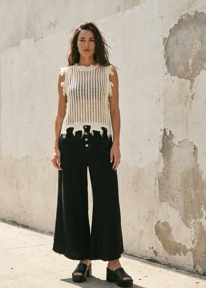 Tegan Washed Cotton Gauze Palazzo Pants - Westly