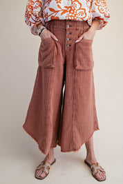 Tegan Washed Cotton Gauze Palazzo Pants - Westly