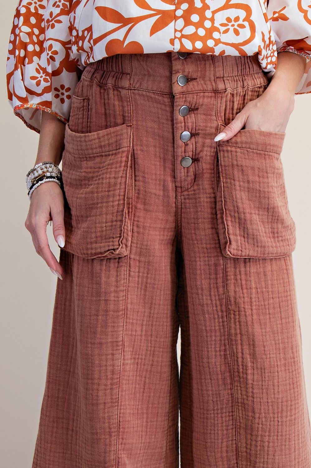 Tegan Washed Cotton Gauze Palazzo Pants - Westly