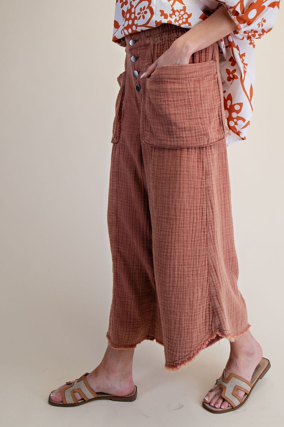 Tegan Washed Cotton Gauze Palazzo Pants - Westly