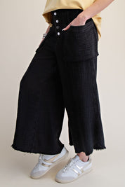 Tegan Washed Cotton Gauze Palazzo Pants - Westly