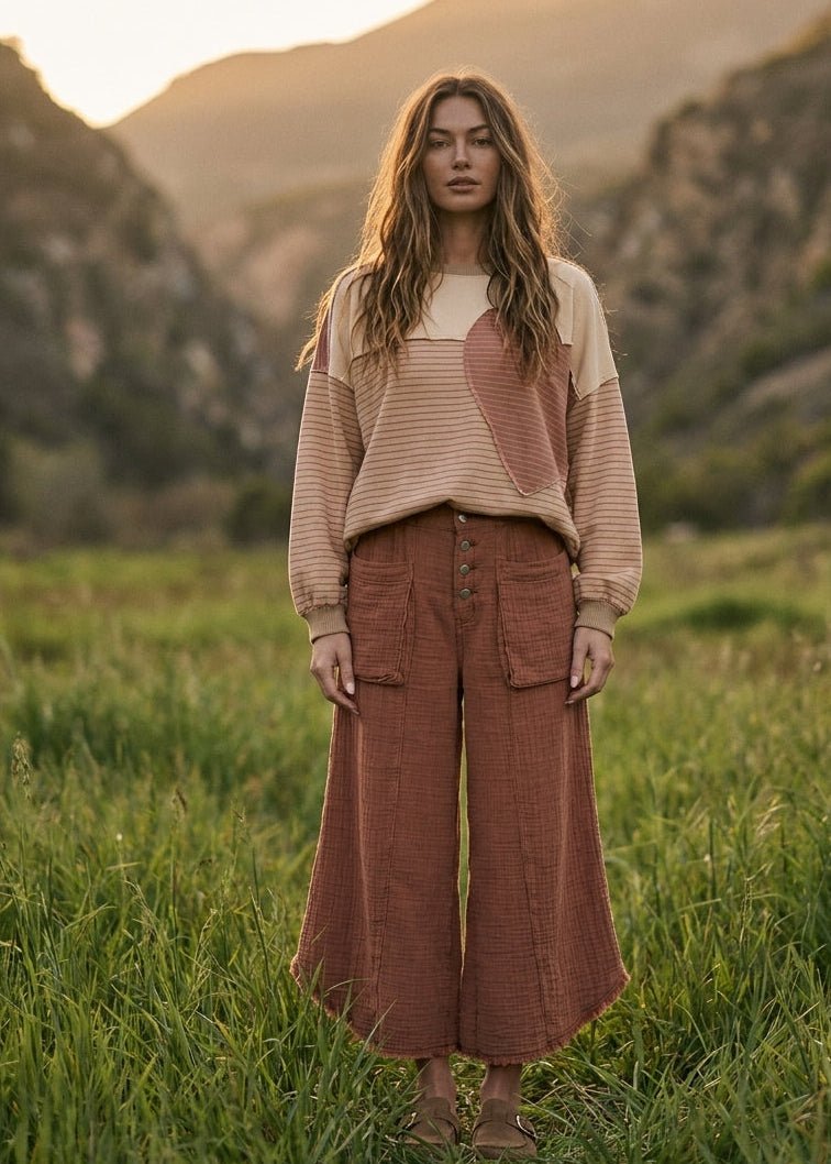 Tegan Washed Cotton Gauze Palazzo Pants - Westly