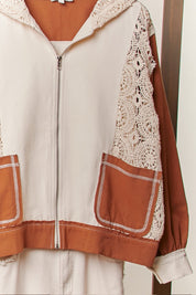 Terracotta Coast Colorblock Crochet Stitch Hoodie - Westly