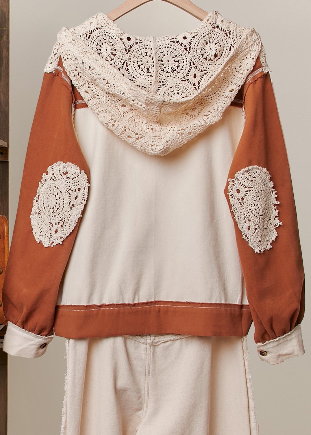 Terracotta Coast Colorblock Crochet Stitch Hoodie - Westly