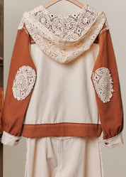 Terracotta Coast Colorblock Crochet Stitch Hoodie - Westly