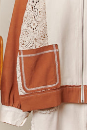Terracotta Coast Colorblock Crochet Stitch Hoodie - Westly