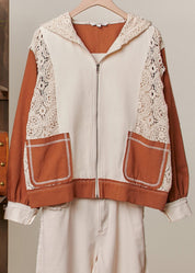Terracotta Coast Colorblock Crochet Stitch Hoodie - Westly