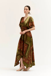 Tessera Asymmetric Print Maxi Dress in Red Brown, photo 4