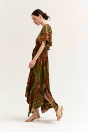 Tessera Asymmetric Print Maxi Dress in Red Brown, photo 5