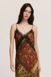 Tessera Lace Trim Satin Slip Dress - Westly