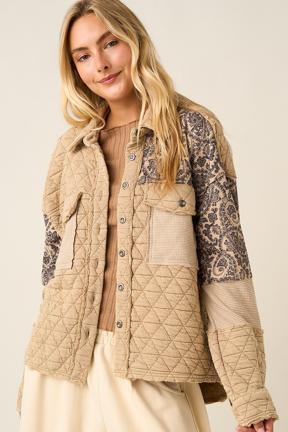 Textile House Paisley Quilted Shacket - Westly