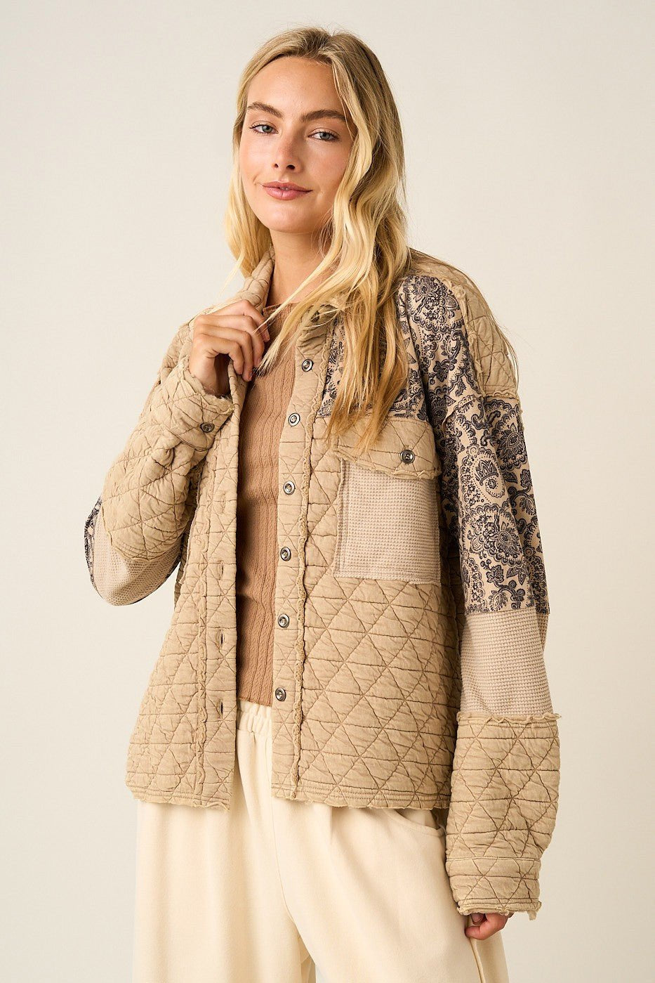 Textile House Paisley Quilted Shacket - Westly