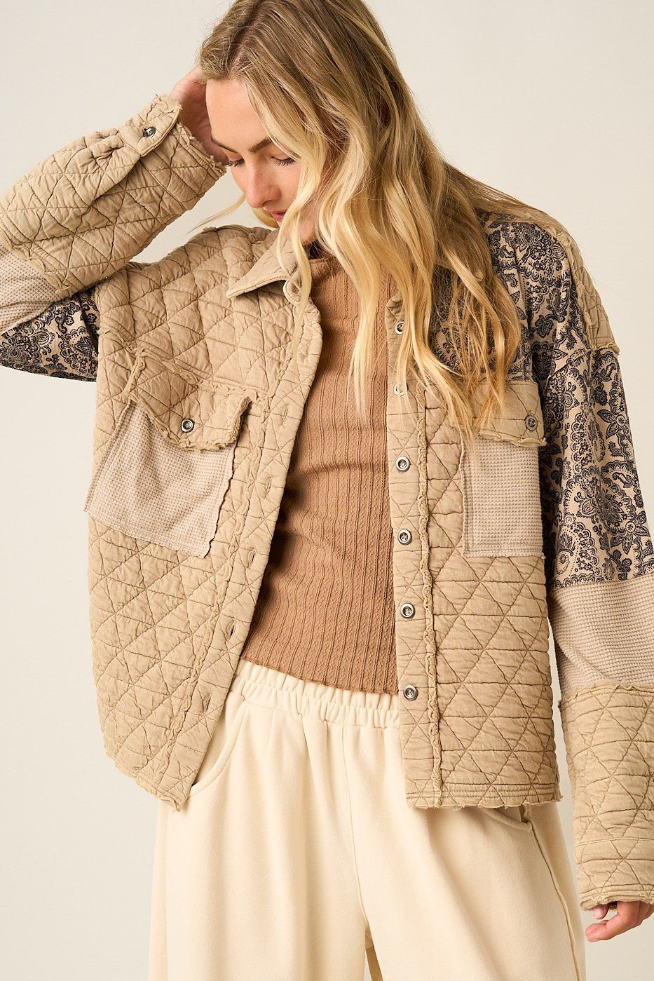 Textile House Paisley Quilted Shacket - Westly