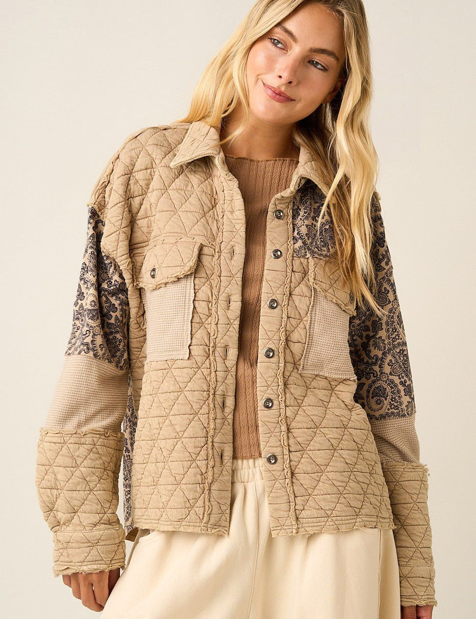 Textile House Paisley Quilted Shacket - Westly