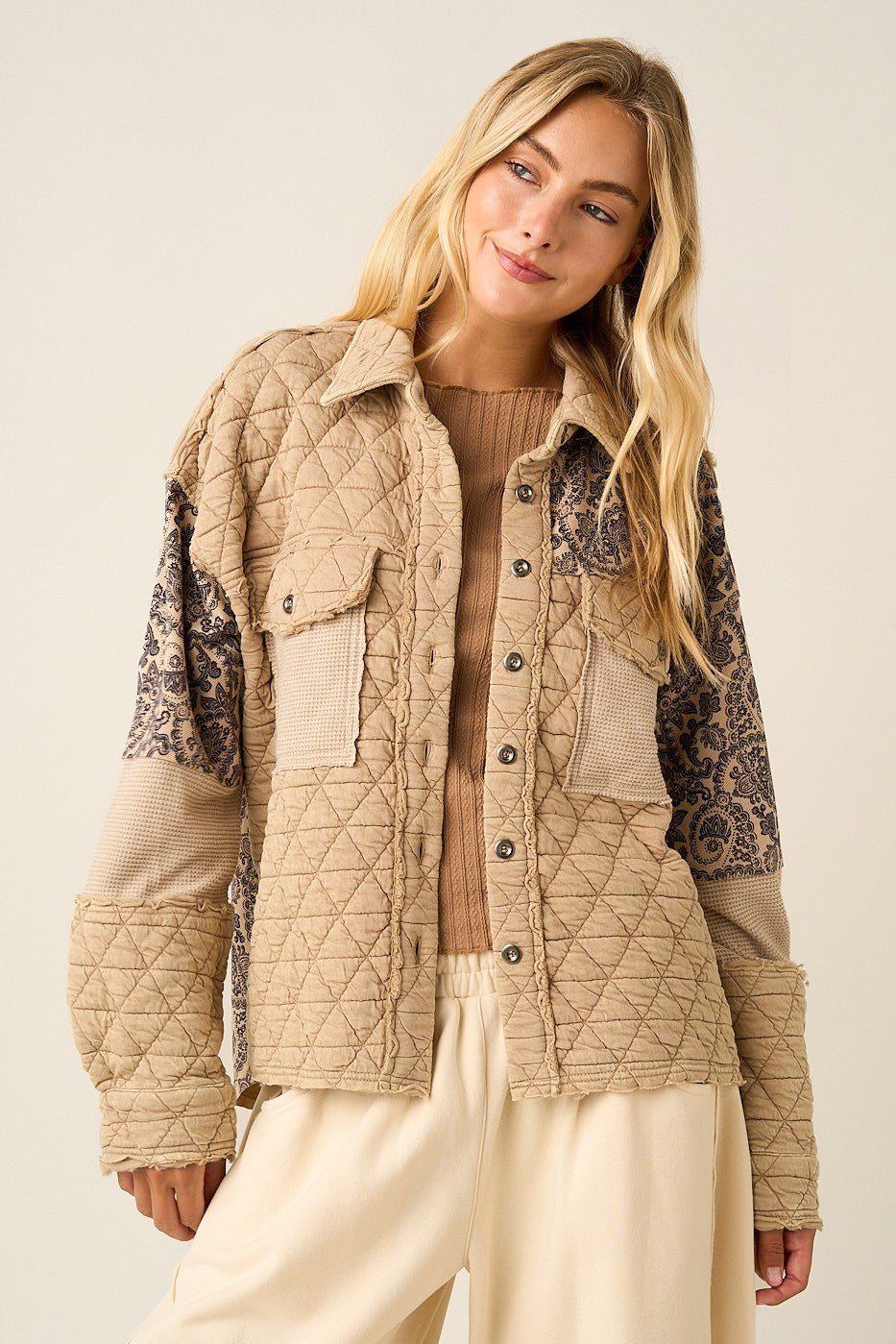 Textile House Paisley Quilted Shacket - Westly