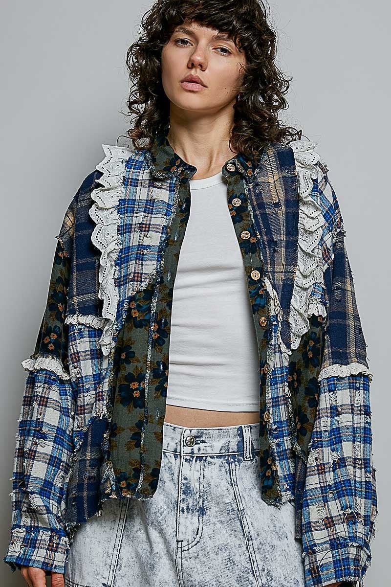 The Artisan Mixed Plaid Patchwork Shacket - Westly