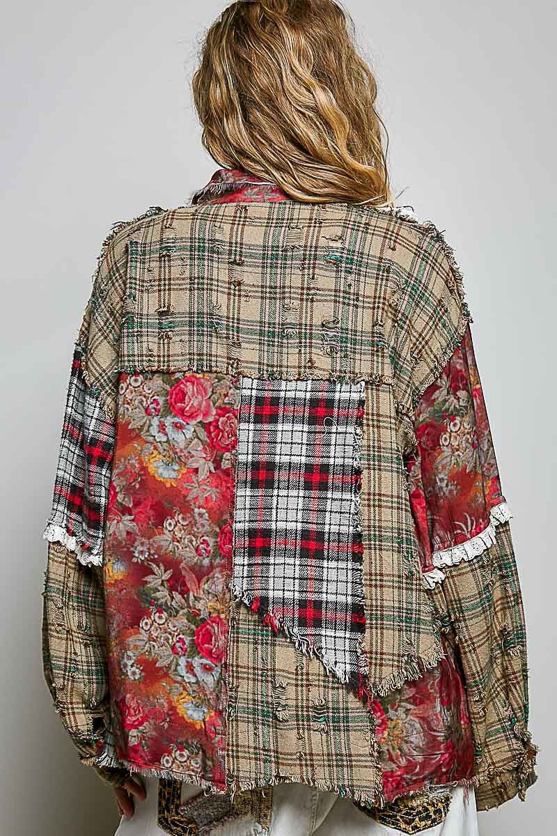 The Artisan Mixed Plaid Patchwork Shacket - Westly