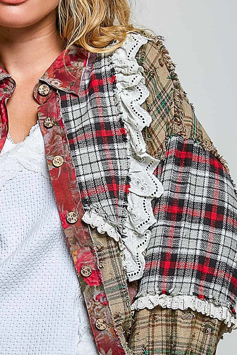 The Artisan Mixed Plaid Patchwork Shacket - Westly