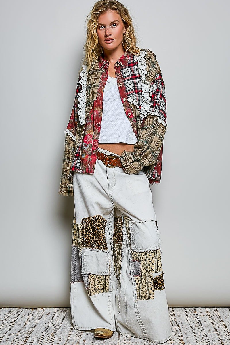 The Artisan Mixed Plaid Patchwork Shacket - Westly