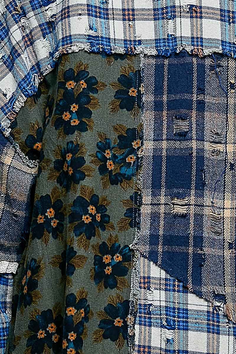 The Artisan Mixed Plaid Patchwork Shacket - Westly