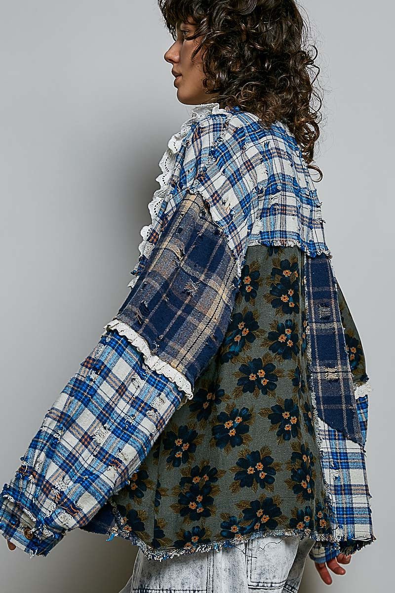 The Artisan Mixed Plaid Patchwork Shacket - Westly