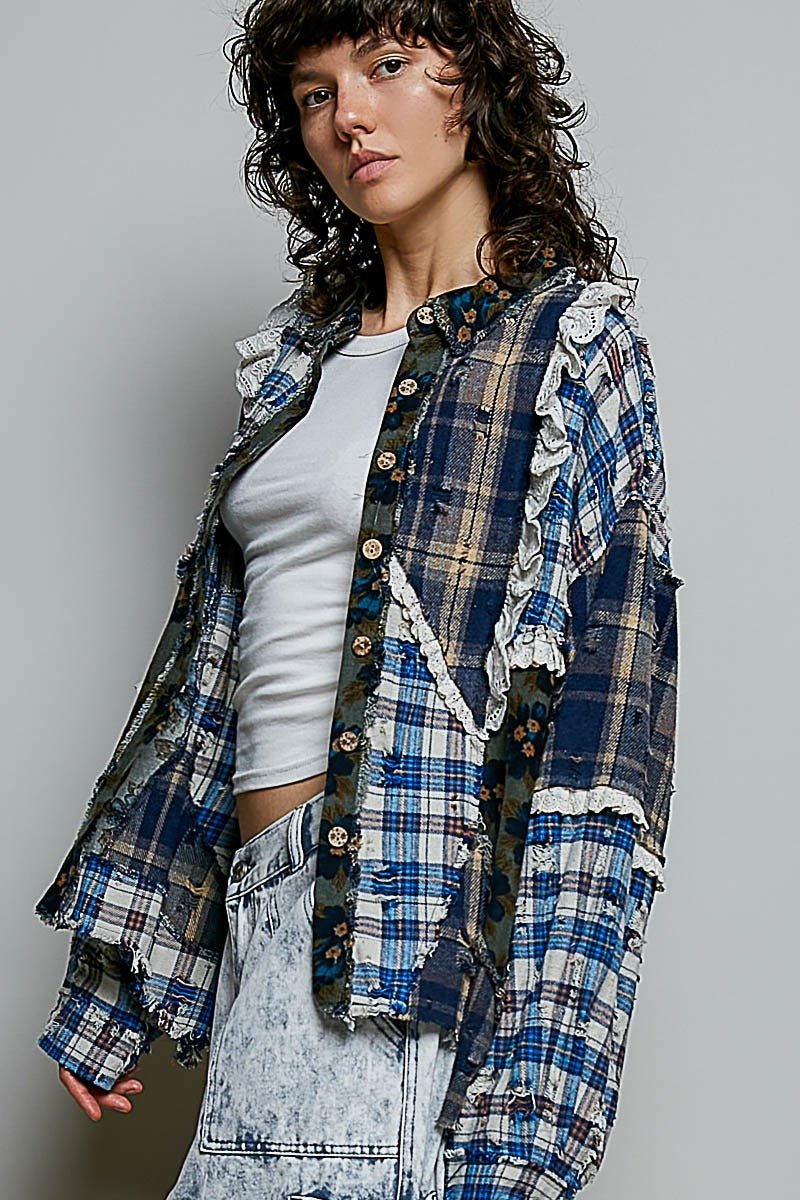 The Artisan Mixed Plaid Patchwork Shacket - Westly