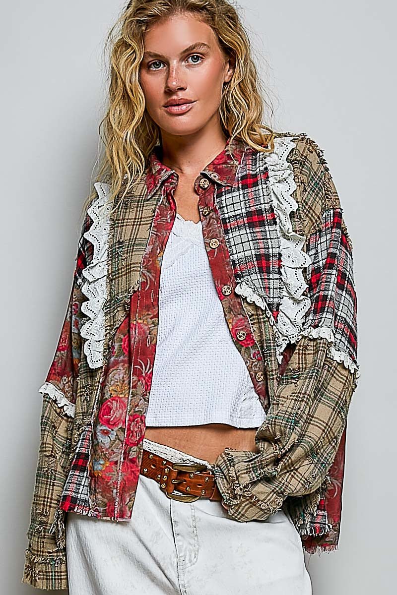 The Artisan Mixed Plaid Patchwork Shacket - Westly