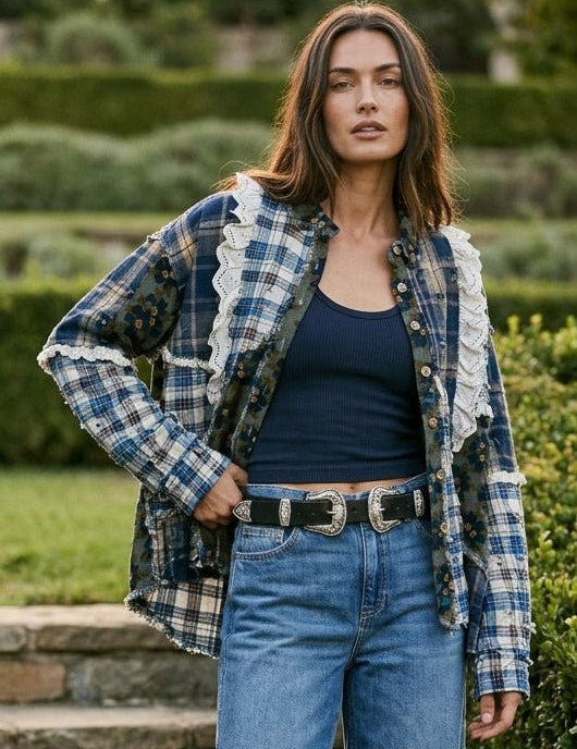 The Artisan Mixed Plaid Patchwork Shacket - Westly