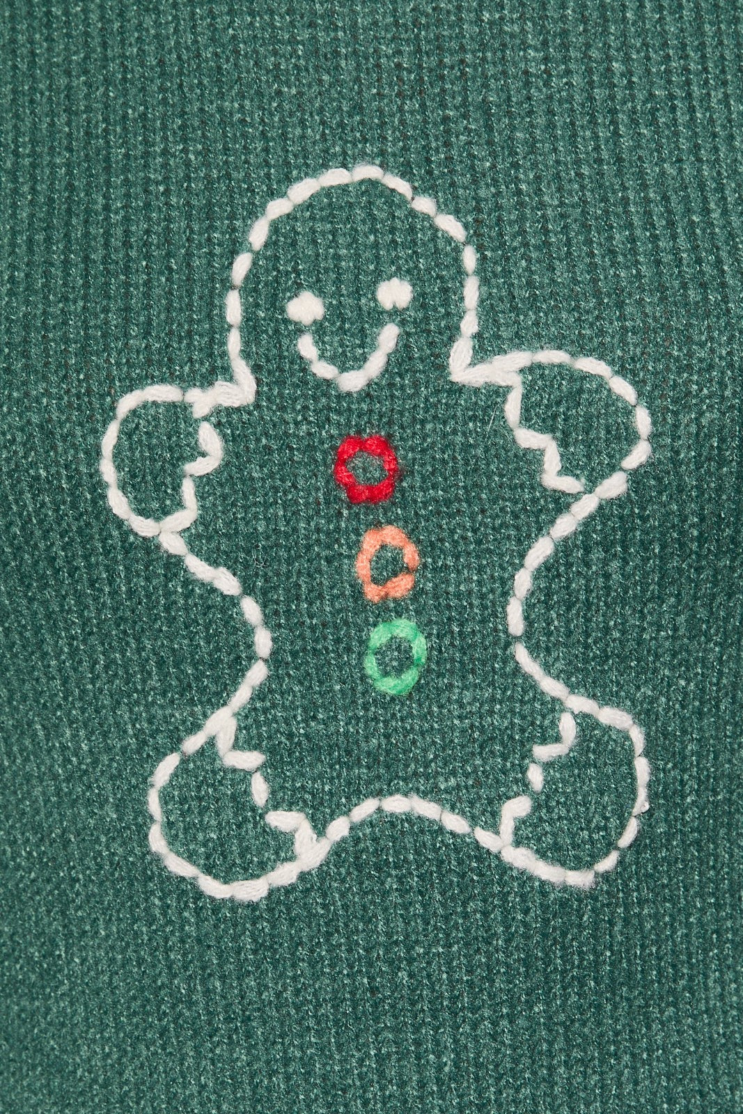 The Bakehouse Contrast Stitch Gingerbread Sweater in Green Ivory — product photo 07
