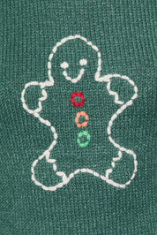 The Bakehouse Contrast Stitch Gingerbread Sweater in Green Ivory — product photo 07