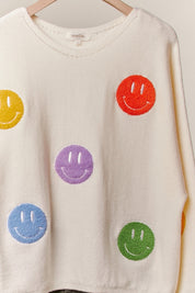 The Bright Side Colorful Smiley Oversized Knit - Westly