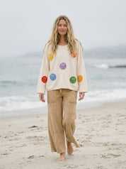 The Bright Side Colorful Smiley Oversized Knit - Westly