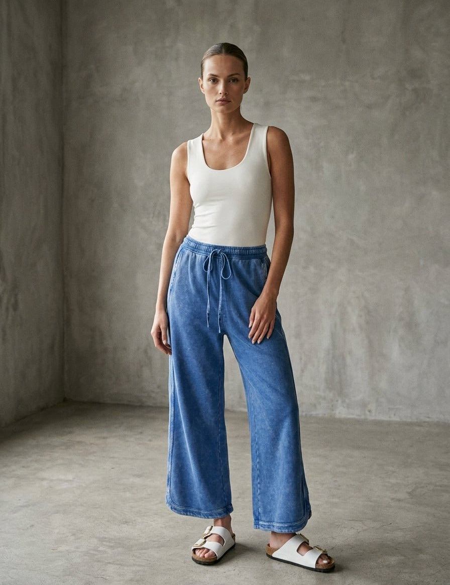 The Essential Drawstring Mineral Washed Terry Knit Pants - Westly