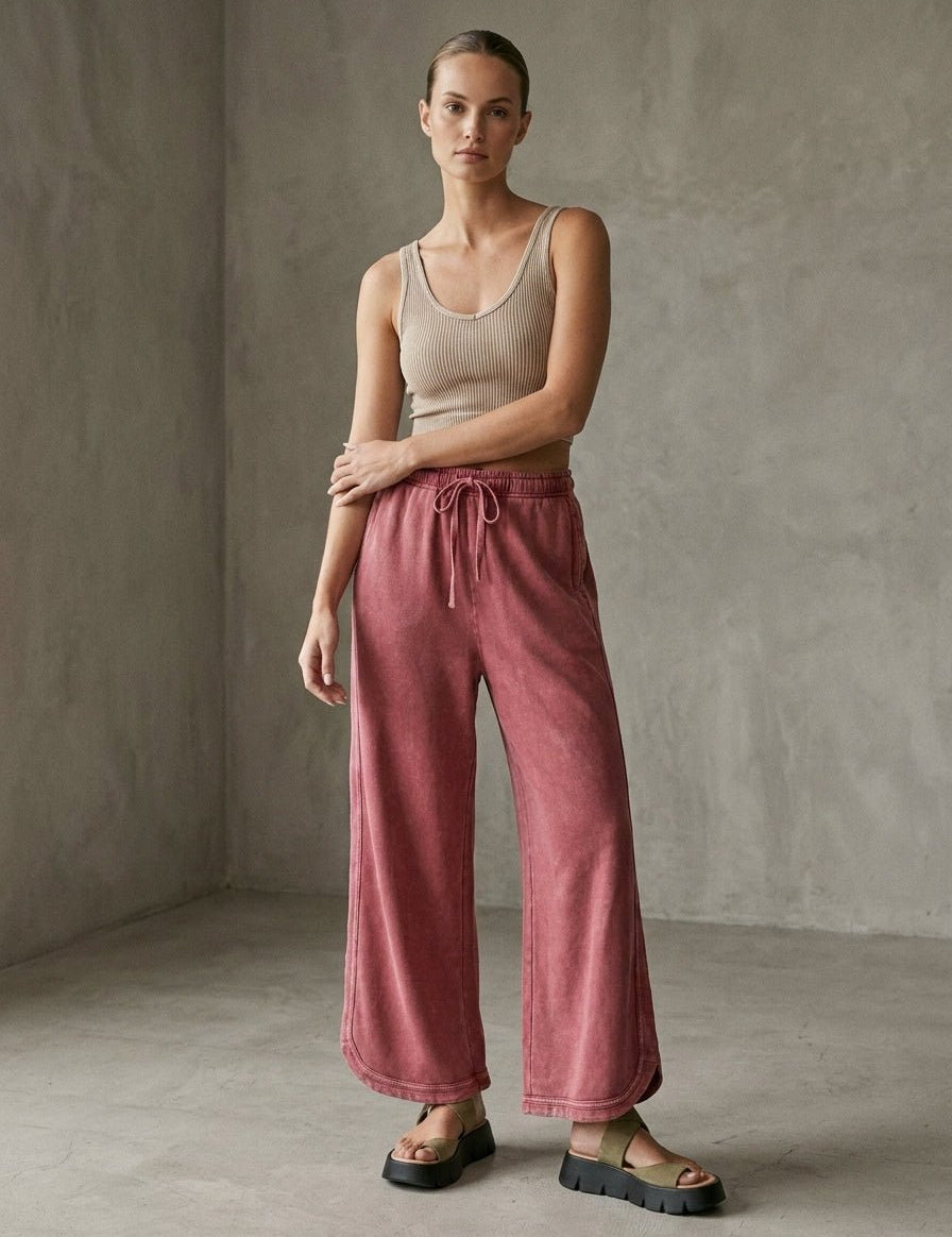 The Essential Drawstring Mineral Washed Terry Knit Pants - Westly