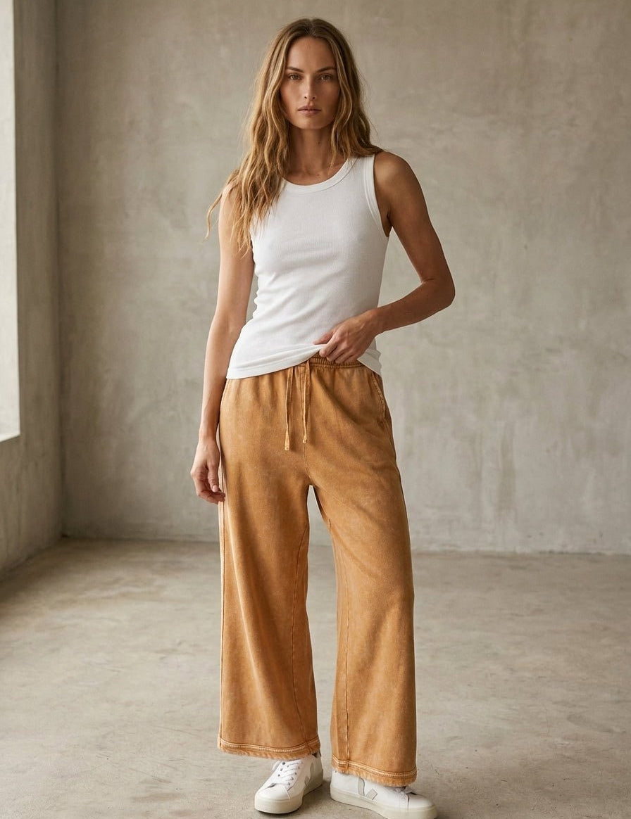 The Essential Drawstring Mineral Washed Terry Knit Pants - Westly