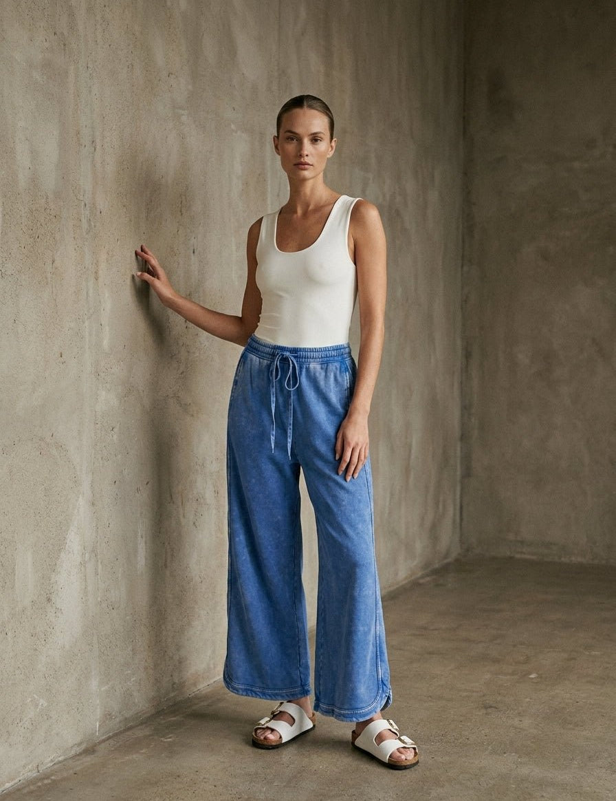 The Essential Drawstring Mineral Washed Terry Knit Pants - Westly