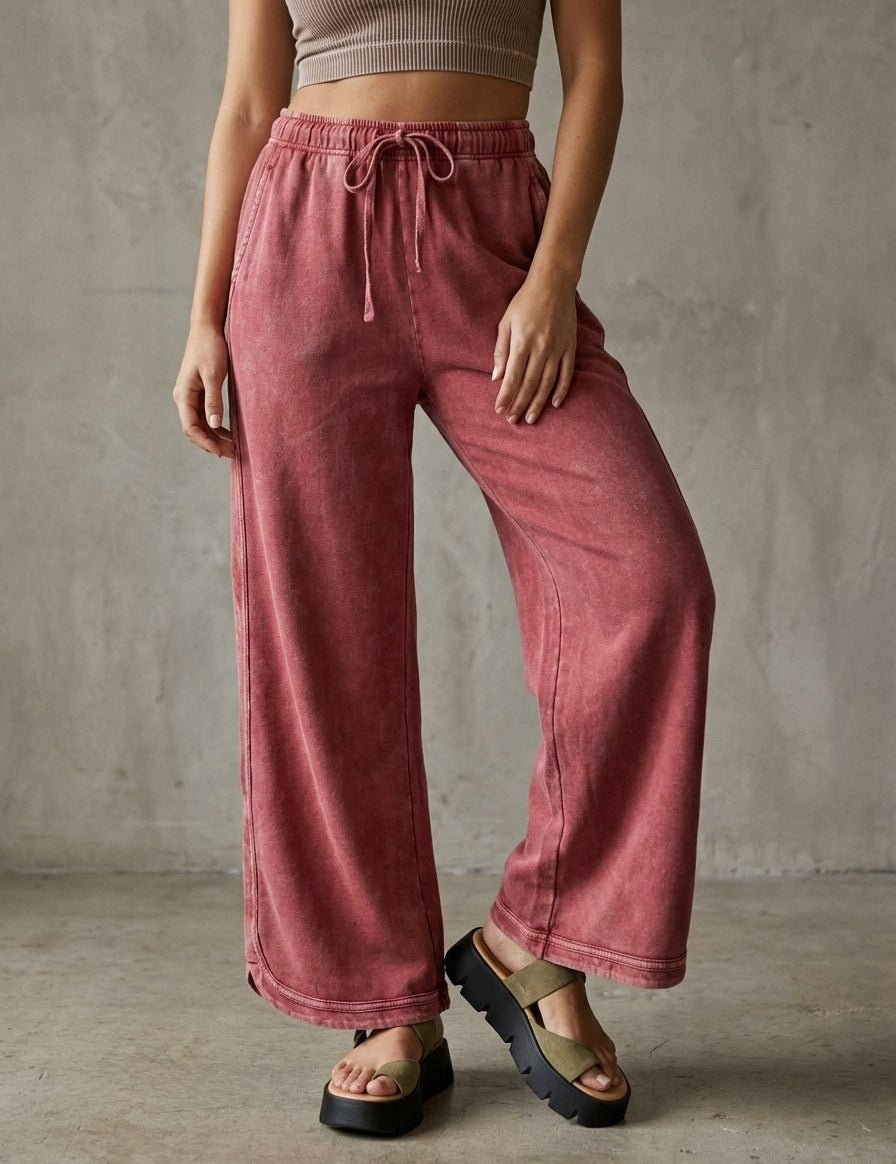 The Essential Drawstring Mineral Washed Terry Knit Pants - Westly