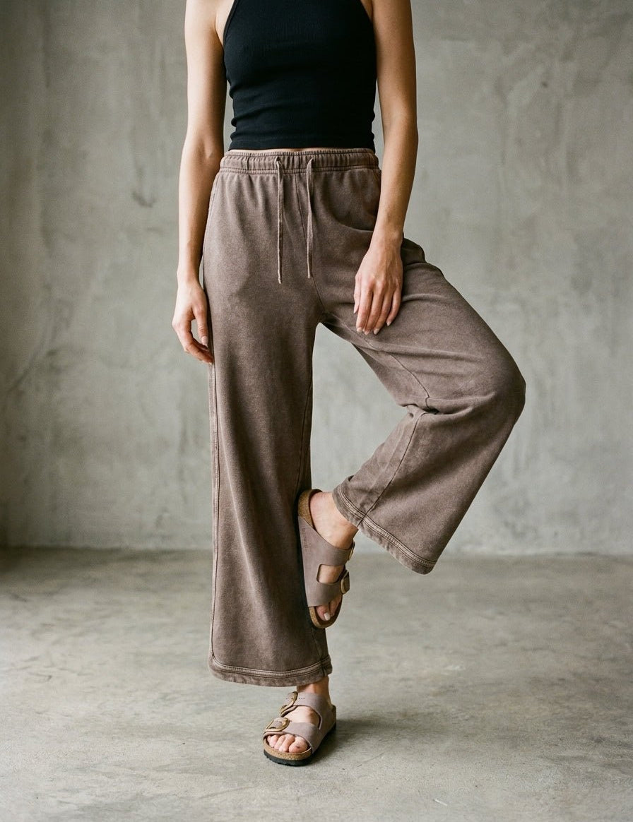 The Essential Drawstring Mineral Washed Terry Knit Pants - Westly