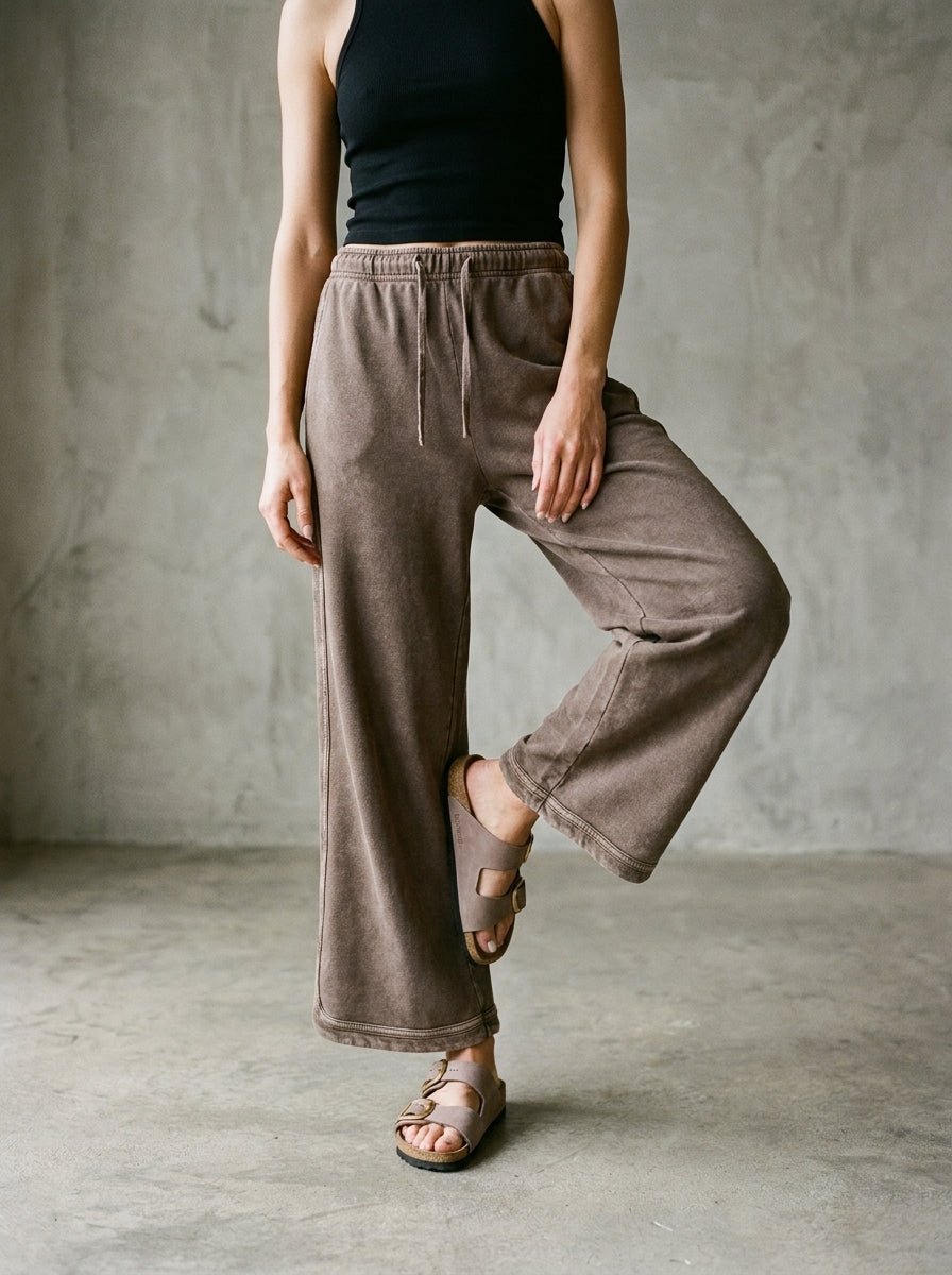 The Essential Drawstring Mineral Washed Terry Knit Pants - Westly