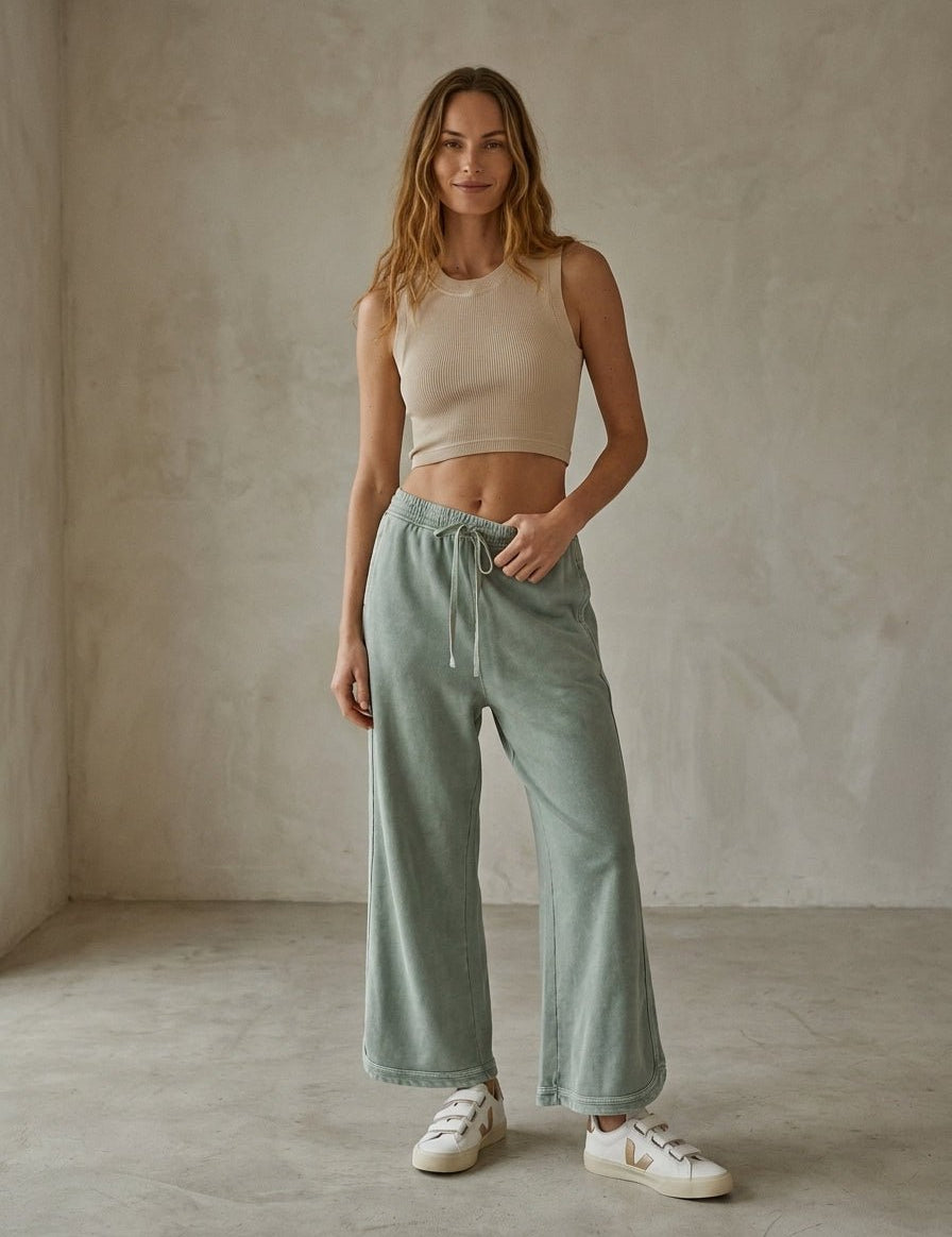 The Essential Drawstring Mineral Washed Terry Knit Pants - Westly
