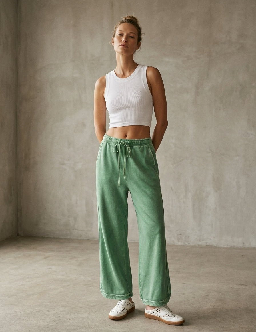 The Essential Drawstring Mineral Washed Terry Knit Pants - Westly